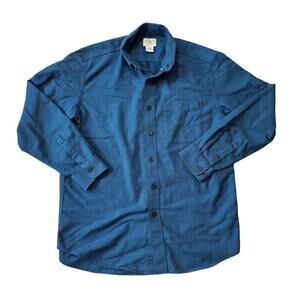 LL Bean Mens collared shirt, 100% Cotton, size med, Blue & Black pattern